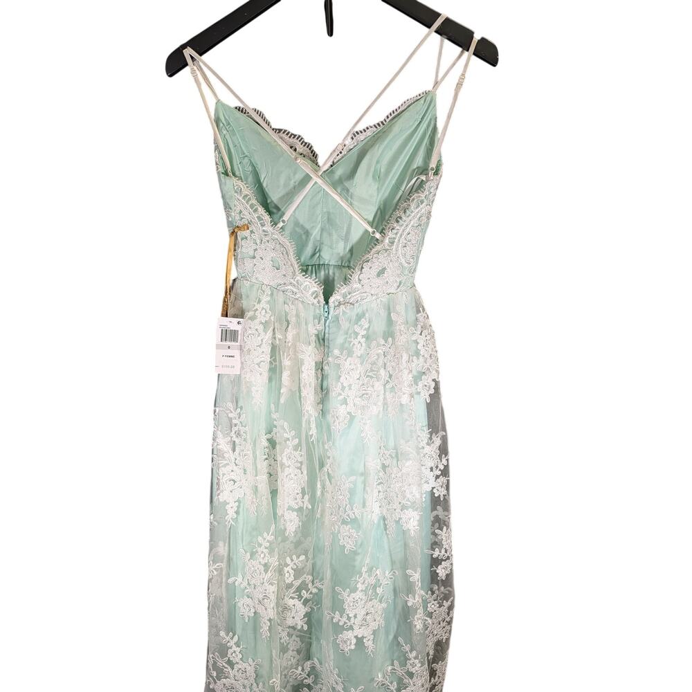 TLC Say Yes to the Prom Mint Lace Open Back Maxi Dress NWT Size 0